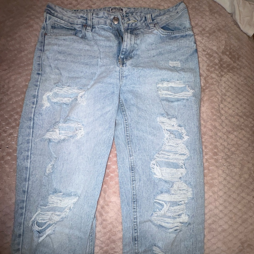 Refuge Light blue mid rise waist distressed denim jeans